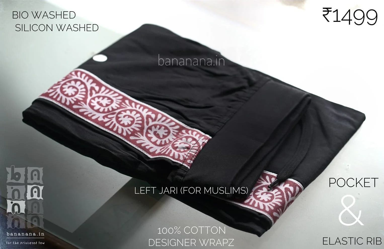 LEFT FLORAL - LEFT SIDE DESIGNER MUND WITH POCKET